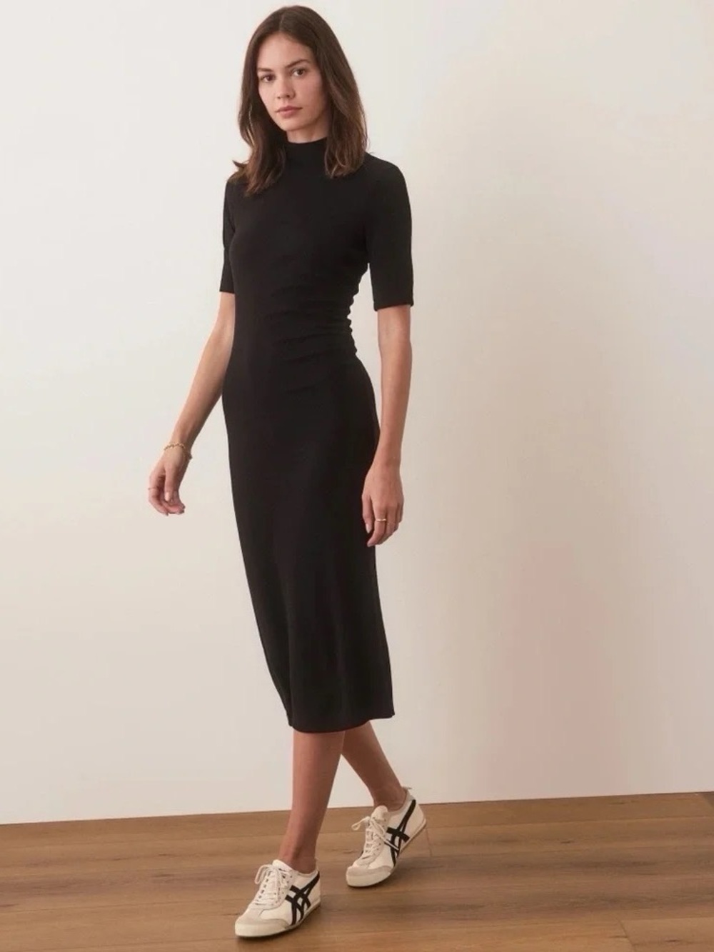 Marine Layer Lexi Ribbed Mock Neck Midi Dress